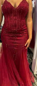 Modest Mermaid Spaghetti Straps Burgundy Sequin Prom Gowns 23Rd Birthday Dresses Prom Dress 20Th Birthday Outfits