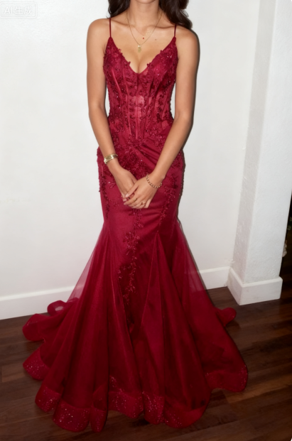 Modest Mermaid Spaghetti Straps Burgundy Sequin Prom Gowns 23Rd Birthday Dresses Prom Dress 20Th Birthday Outfits
