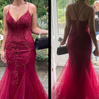 Modest Mermaid Spaghetti Straps Burgundy Sequin Prom Gowns 23Rd Birthday Dresses Prom Dress 20Th Birthday Outfits