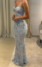 Modest Mermaid Spaghetti Straps Light Sky Blue Prom Dress Long Prom Dresses 21St Birthday Outfits Graduation Dresses