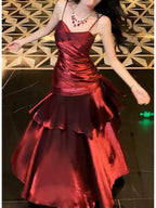 Modest Mermaid Spaghetti Straps Long Prom Dresses Birthday Party Dress Evening Gowns