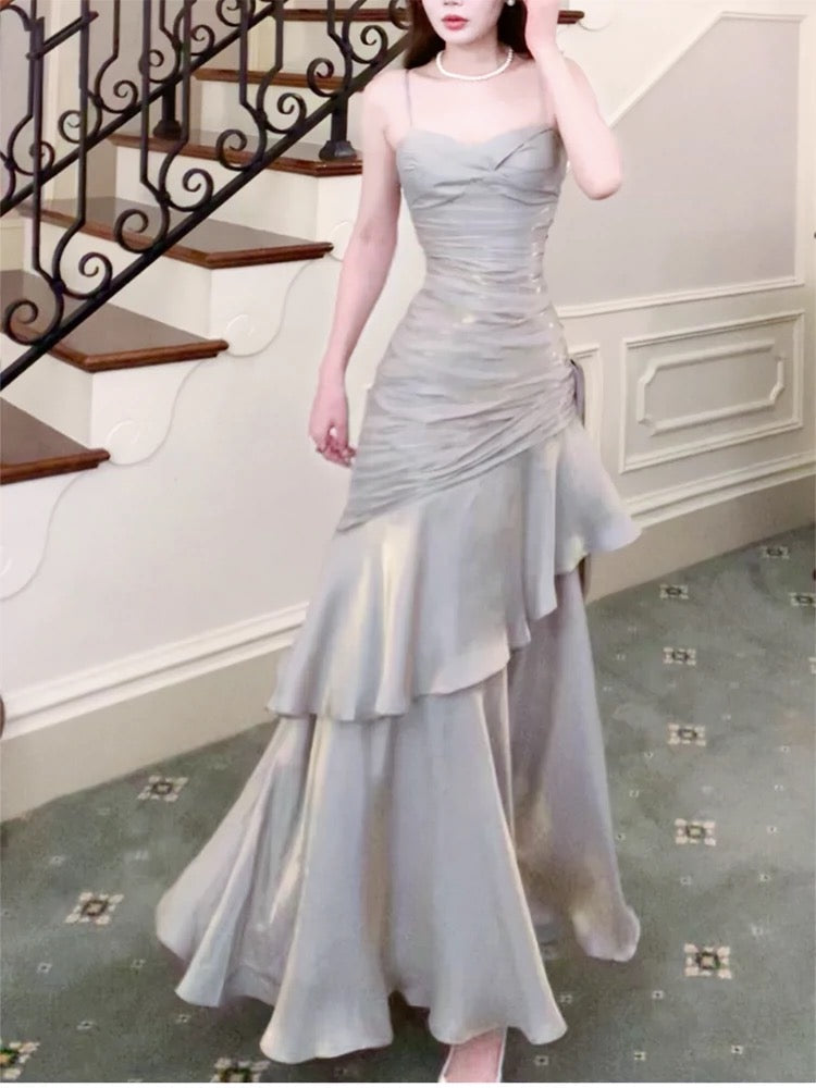 Modest Mermaid Spaghetti Straps Prom Dress Long Birthday Prom Dresses Prom Gown