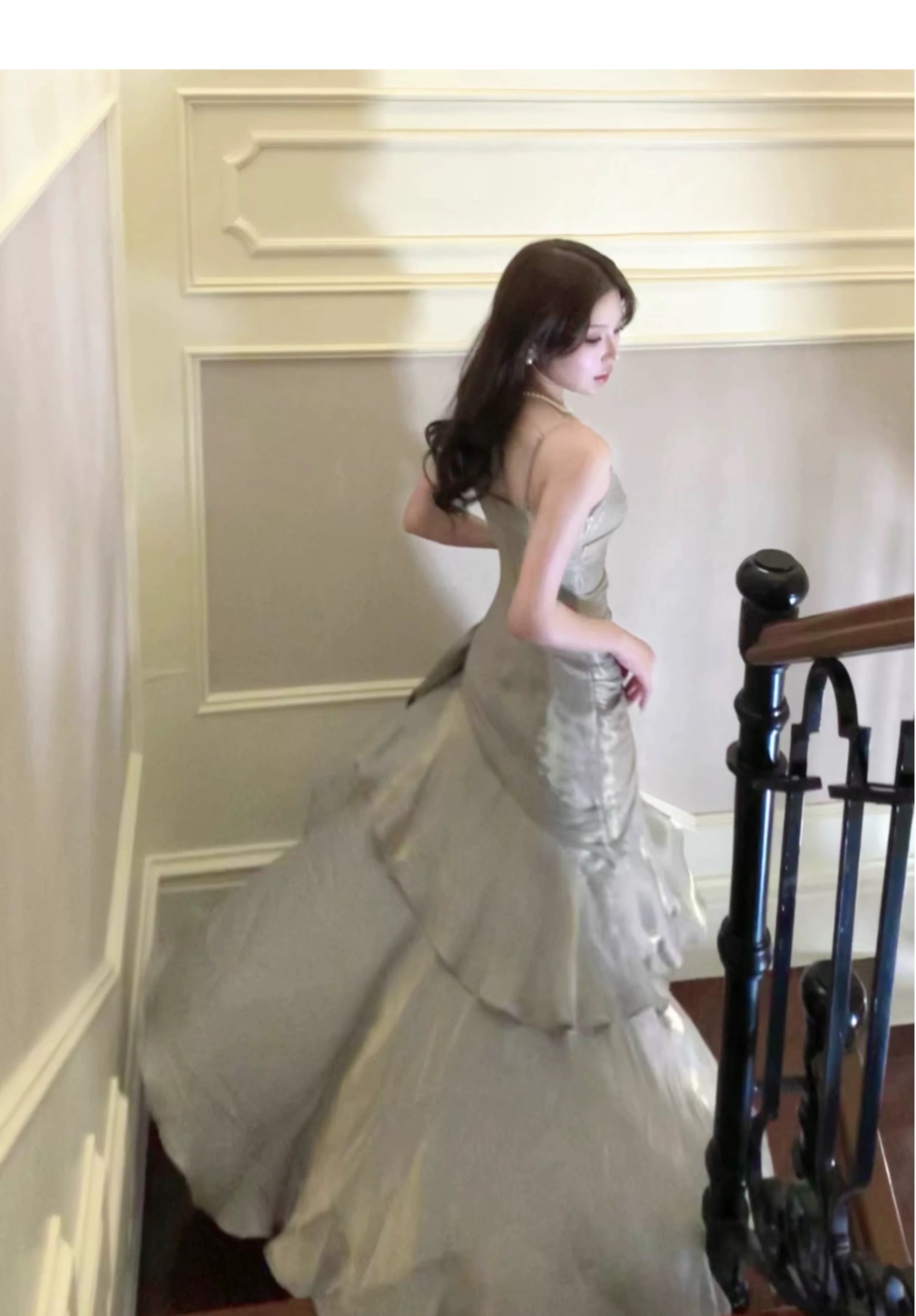 Modest Mermaid Spaghetti Straps Prom Dress Long Birthday Prom Dresses Prom Gown