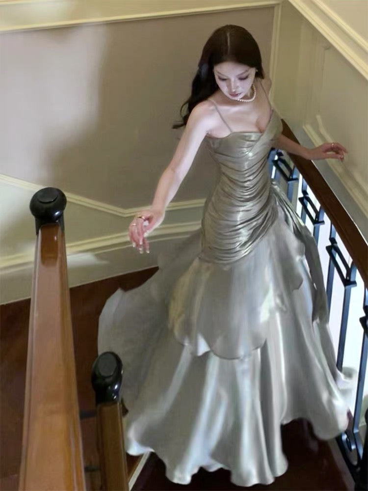 Modest Mermaid Spaghetti Straps Prom Dress Long Birthday Prom Dresses Prom Gown Main image