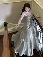 Modest Mermaid Spaghetti Straps Prom Dress Long Birthday Prom Dresses Prom Gown