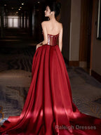 Modest Mermaid Sweetheart Burgundy Floor Length Prom Dress Sequin Prom Dresses