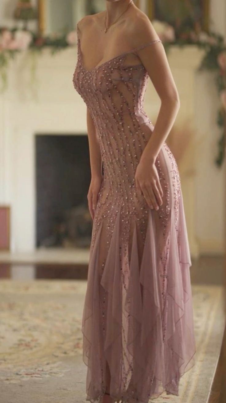 Modest Mermaid V Neckline Pink Chiffon Ruffles Long Prom Dresses Prom Dress