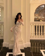 Modest Off The Shoulder Lace Mermaid Prom Dress Long Prom Gowns For Women