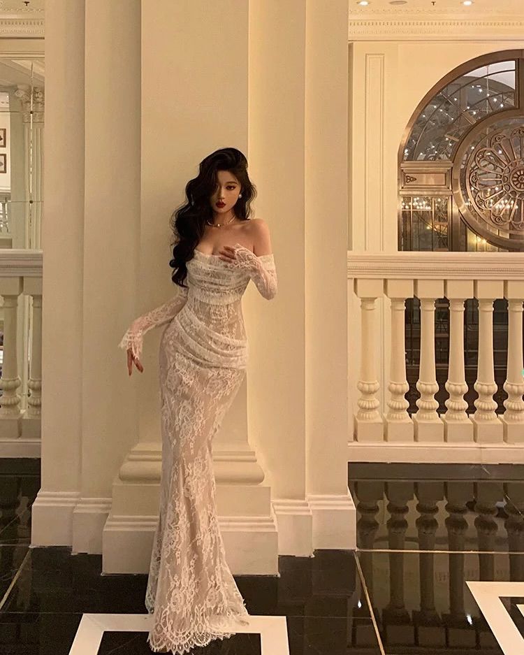 Modest Off The Shoulder Lace Mermaid Prom Dress Long Prom Gowns For Women