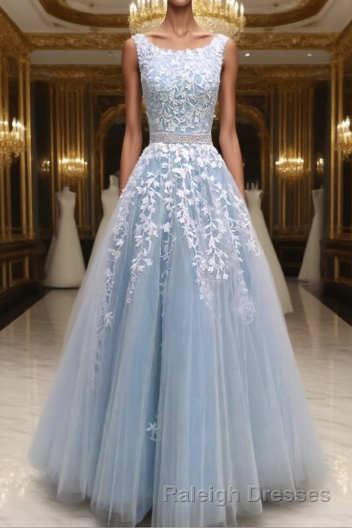 Modest Prom Dress Tulle Cap Sleeves Lace Embroidery