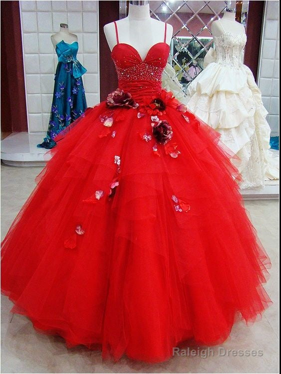 Modest Quinceanera Dresses Red Ball Gowns Floral Prom Dresses Fashion Prom Dresseses New Style Prom Dresses