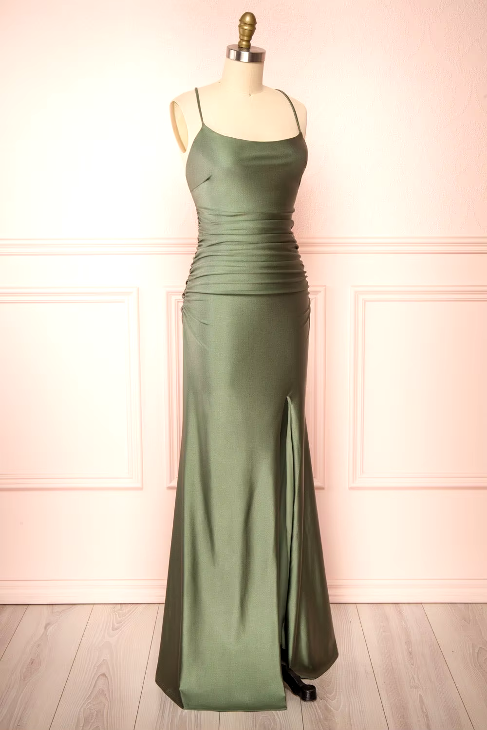 Modest Sheath Olive Green Backless Prom Dress Long Prom Graduation Prom Dresses Prom Dresses