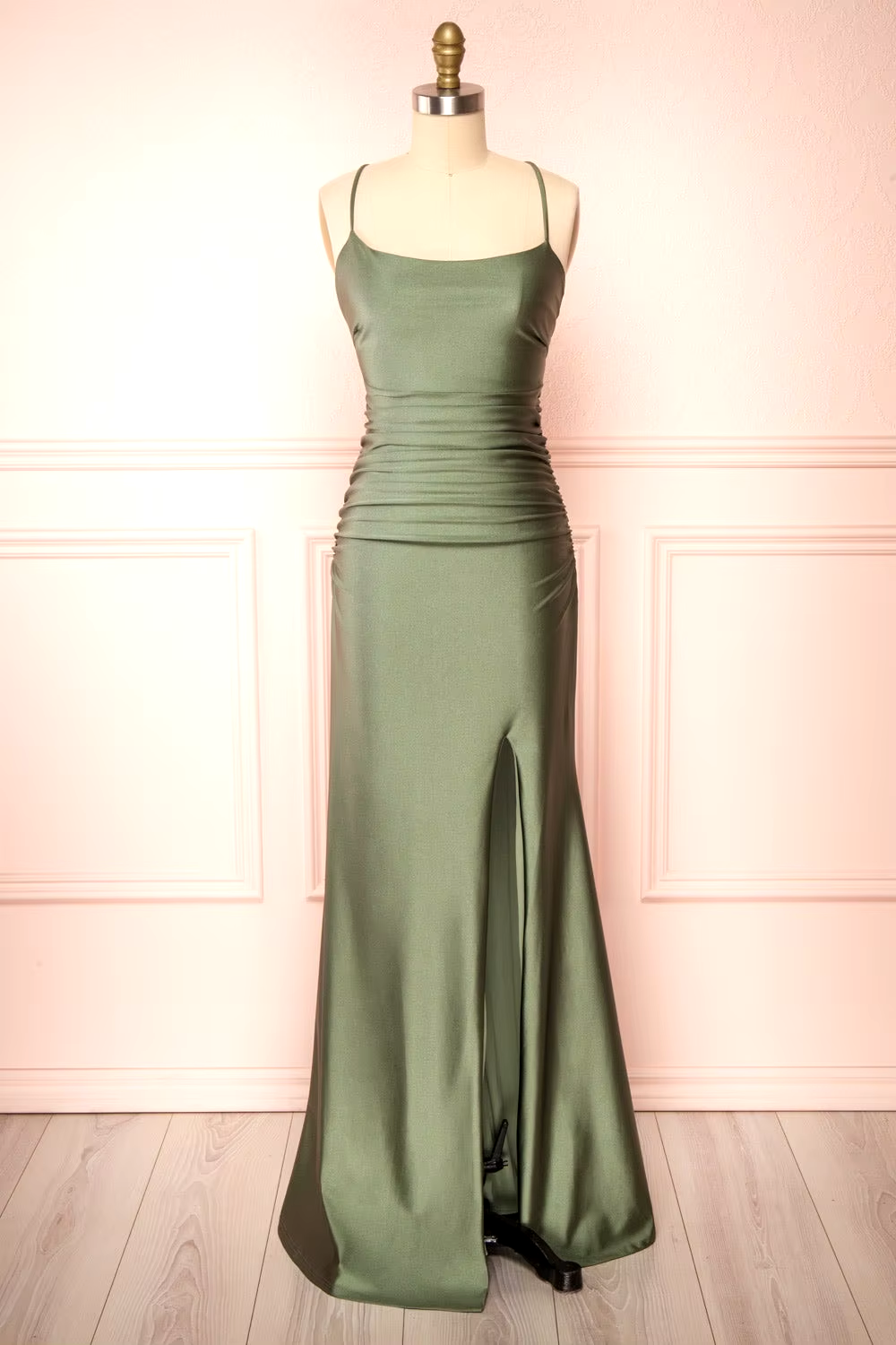 Modest Sheath Olive Green Backless Prom Dress Long Prom Graduation Prom Dresses Prom Dresses