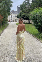 Modest Sheath Straps Chiffon Yellow Prom Dress