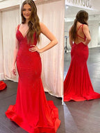 Modest Trendy Mermaid Spaghetti Straps Navy Blue Sequins Prom Dress Style Long Senior High School Dance Prom Dresses