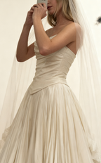 Modest Wedding Dresses Ball Gowns Strapless White Satin Long Wedding Dress Brides Dresses Bridal Gown