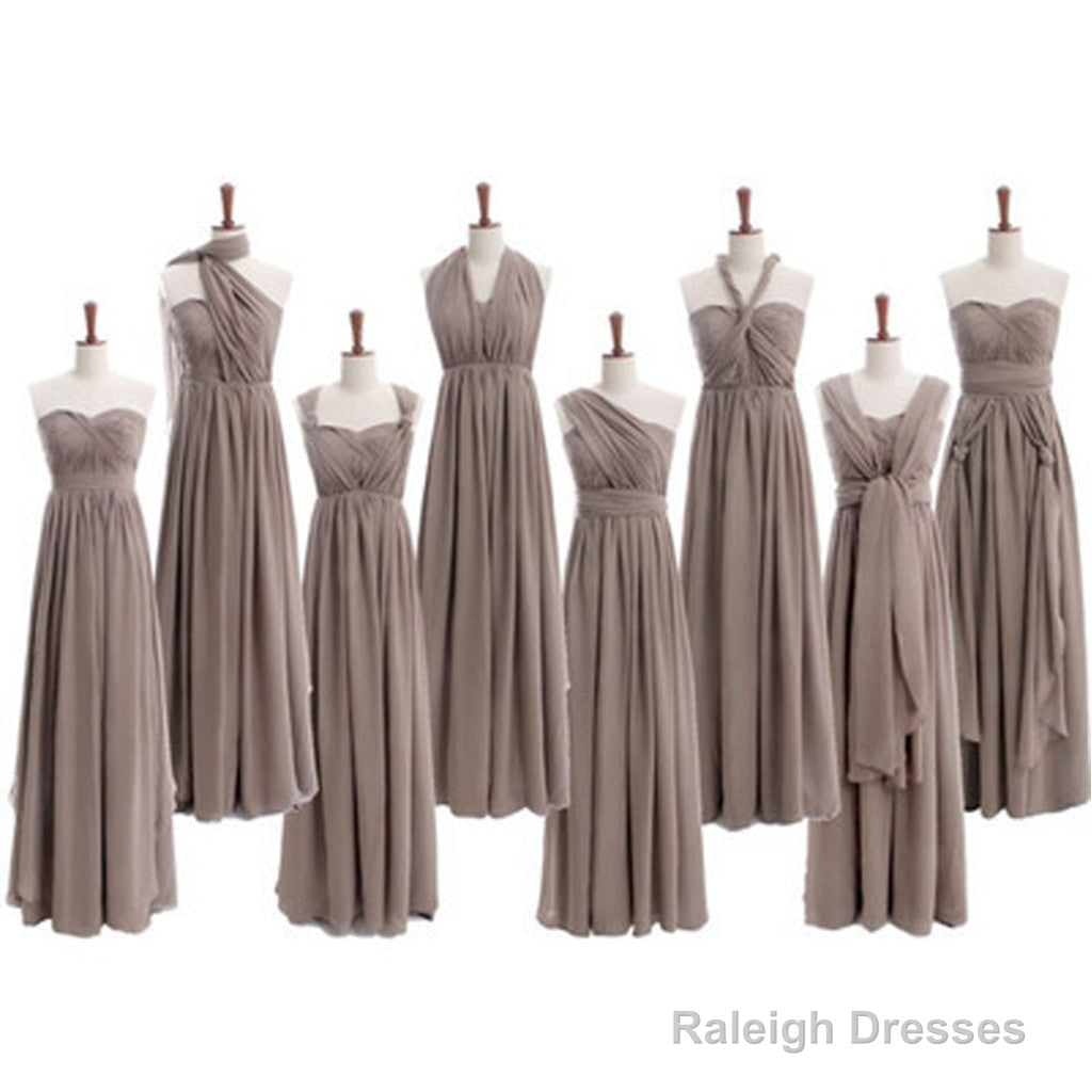 Most Popular Convertible Pleats Chiffon Gray Simple  Cheap Long Bridesmaid Dresses For Wedding Party, Main image
