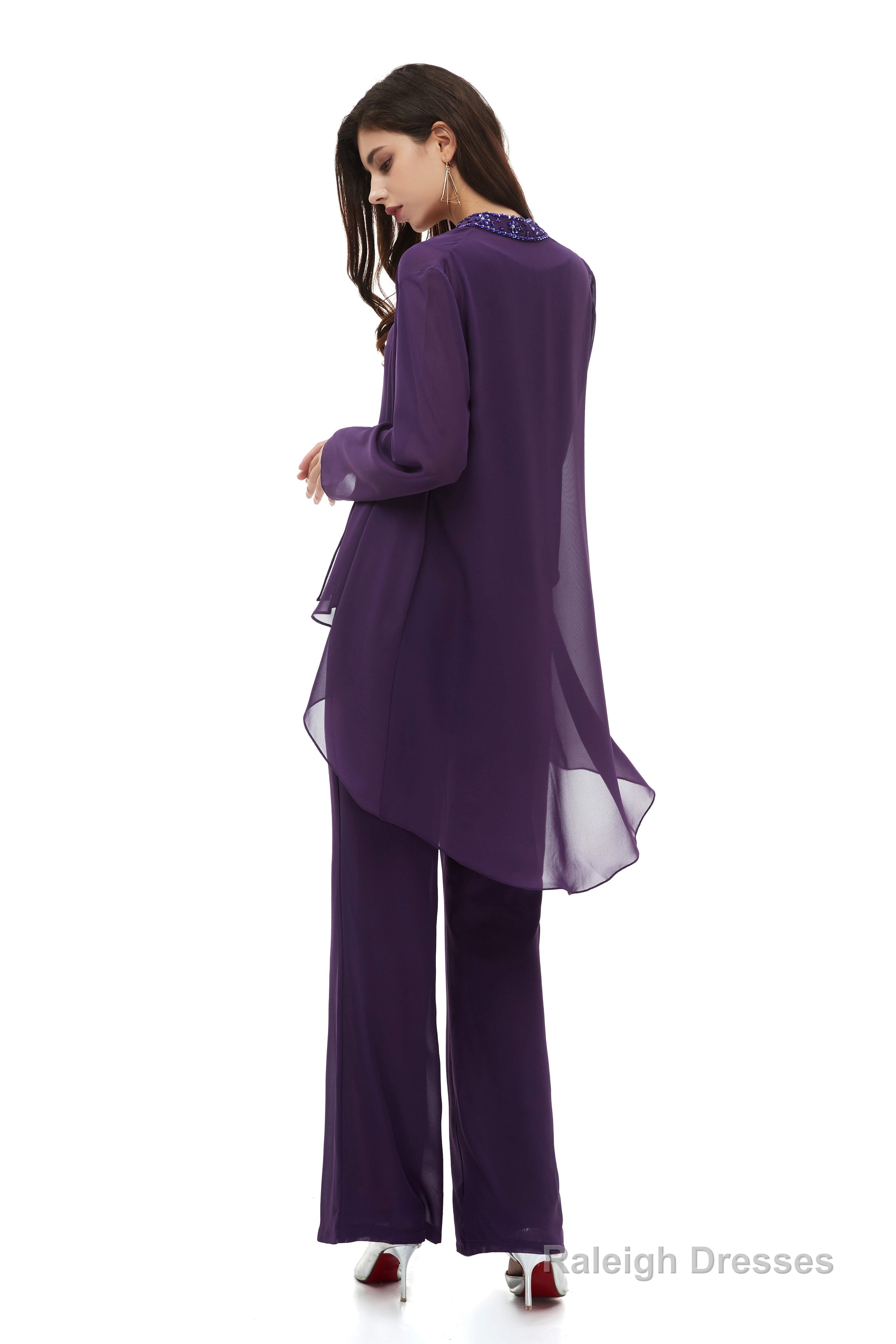 Mother of The Bride Dresses Pants Suit Long Sleeves with Jacket Outfit