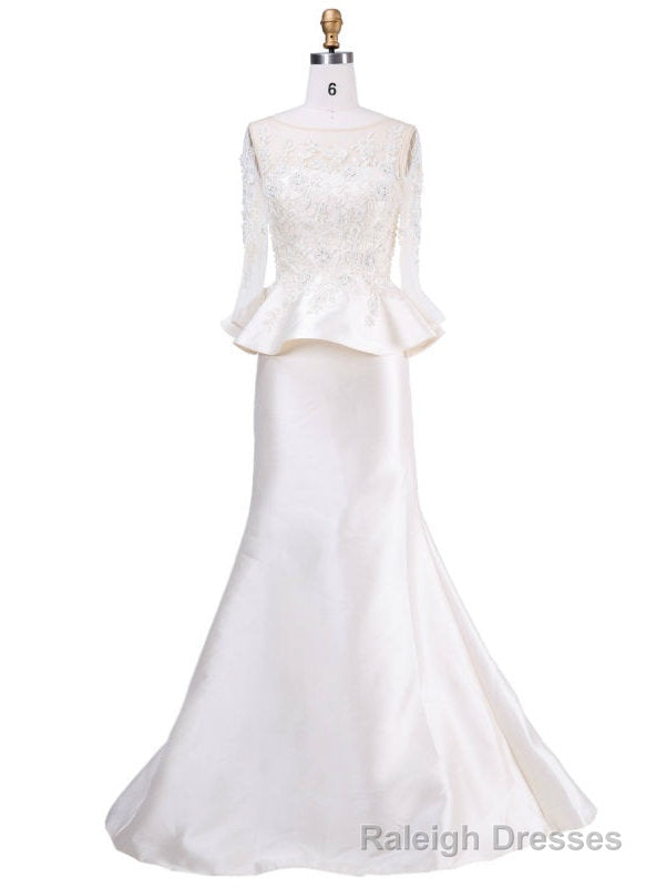 Mother of the bride dresses Sleeves Crystal Beading Lace Mermaid Prom Dresses Main image