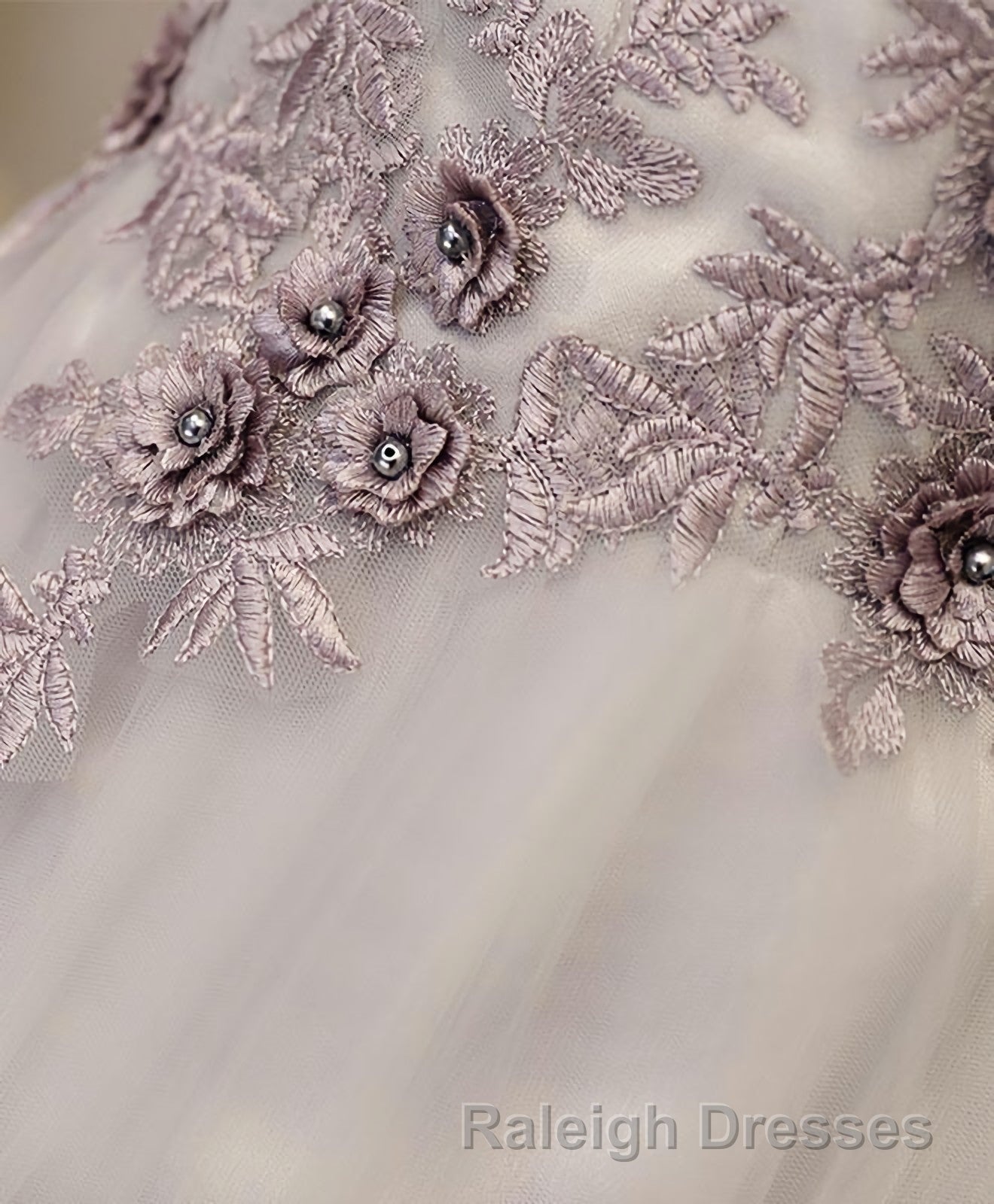 Gray A Line Off Shoulder Floor Length Prom Dress, Lace Evening Dress