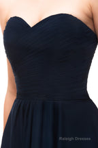 A Line Strapless Knee Length Chiffon Homecoming Dresses