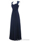 Navy Blue Chiffon Floor Length A-Line Bridesmaid Dress