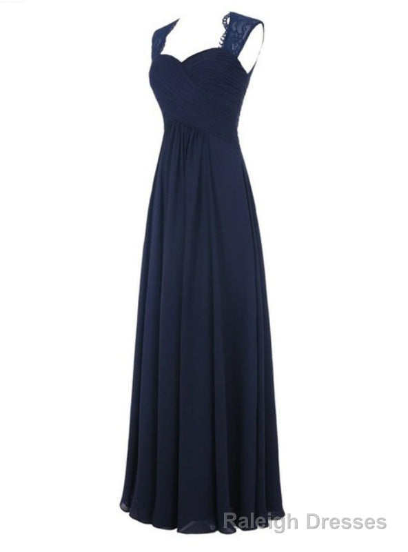 Navy Blue Chiffon Floor Length A Line Bridesmaid Dress Main image