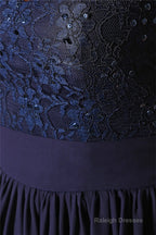 Navy Blue Chiffon Sweetheart Lace Beading Short Homecoming Dresses