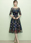 Navy Blue Floral Lace Short Bridesmaid Dress Cute Blue Homecoming Dresses Prom Dresses