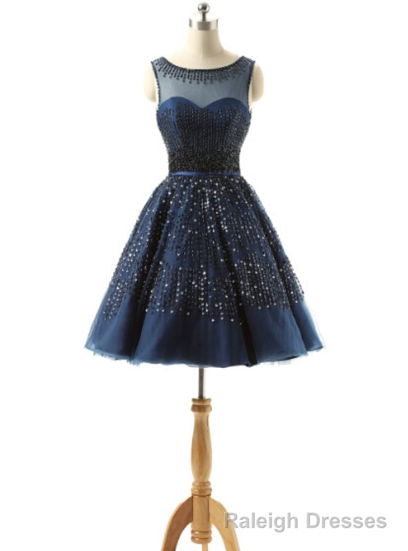 Navy Blue Homecoming Dresses With Beaded Crystal Occasion Dresses Main image