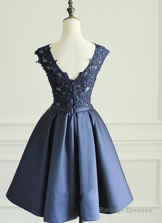 Navy Blue Knee Length Homecoming Dresses, Short Graduation Dress For Party, Prom Dress