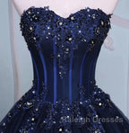 Navy Blue Lace Applique Tulle Long Party Dress Formal Gown Off Shoulder Floor Length Prom Dress