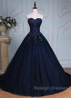Navy Blue Lace Applique Tulle Long Prom Dresses Prom Gown Off Shoulder Floor Length Prom Dresses