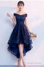 Navy Blue Lace High Low Chic Homecoming Dresses Beautiful Prom Dress