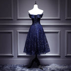Navy Blue Lace Off Shoulder Wedding Prom Dress Bridesmaid Dress,Blue Formal Dress