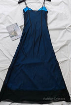 Navy Blue Mermaid Spaghetti Strap Tulle Beading Prom Dresses Long V-Neck Graduation Prom Adult Ceremony Dresses