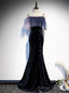 Navy Blue Mermaid Spaghetti Straps Prom Dress