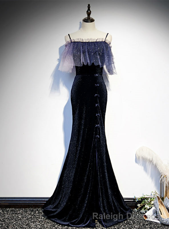 Navy Blue Mermaid Spaghetti Straps Prom Dress Main image