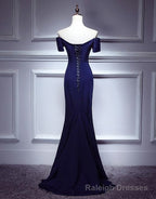 Navy Blue Mermaid Sweetheart Long Evening Dress, Blue Prom Dresses