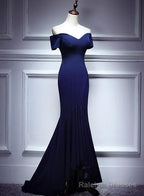 Navy Blue Mermaid Sweetheart Long Evening Dress, Blue Prom Dresses