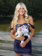 Navy Blue Off The Shoulder Tulle Homecoming Dress Short Cocktail Dresses