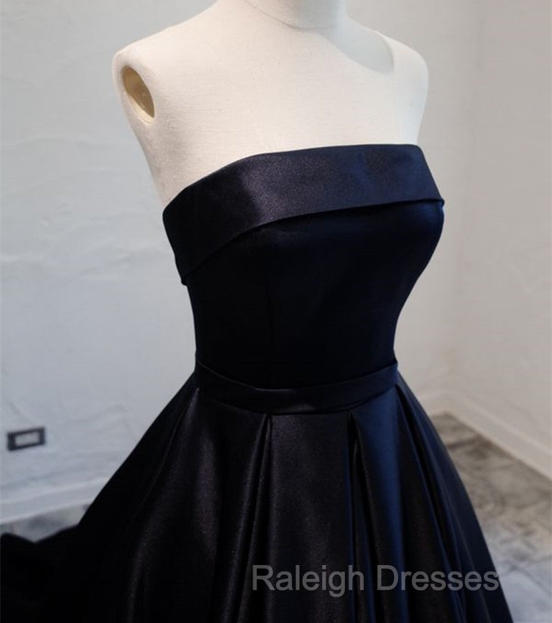 Navy Blue Satin Long Party Dress,  Elegant Dark Blue Formal Dress Evening Dress Secondary image