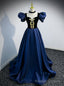 Navy Blue Satin Sweetheart Prom Dress