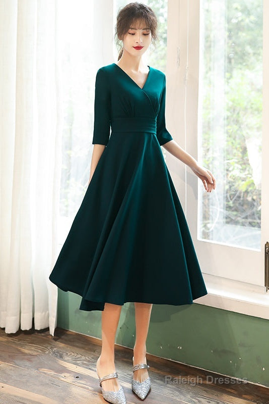 Navy Blue Simple V-Neckline Wedding Prom Dress Blue Bridesmaid Dress