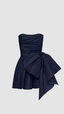 Vintage Navy Blue Strapless Bowkont Short Prom Dresses Homecoming Dresses