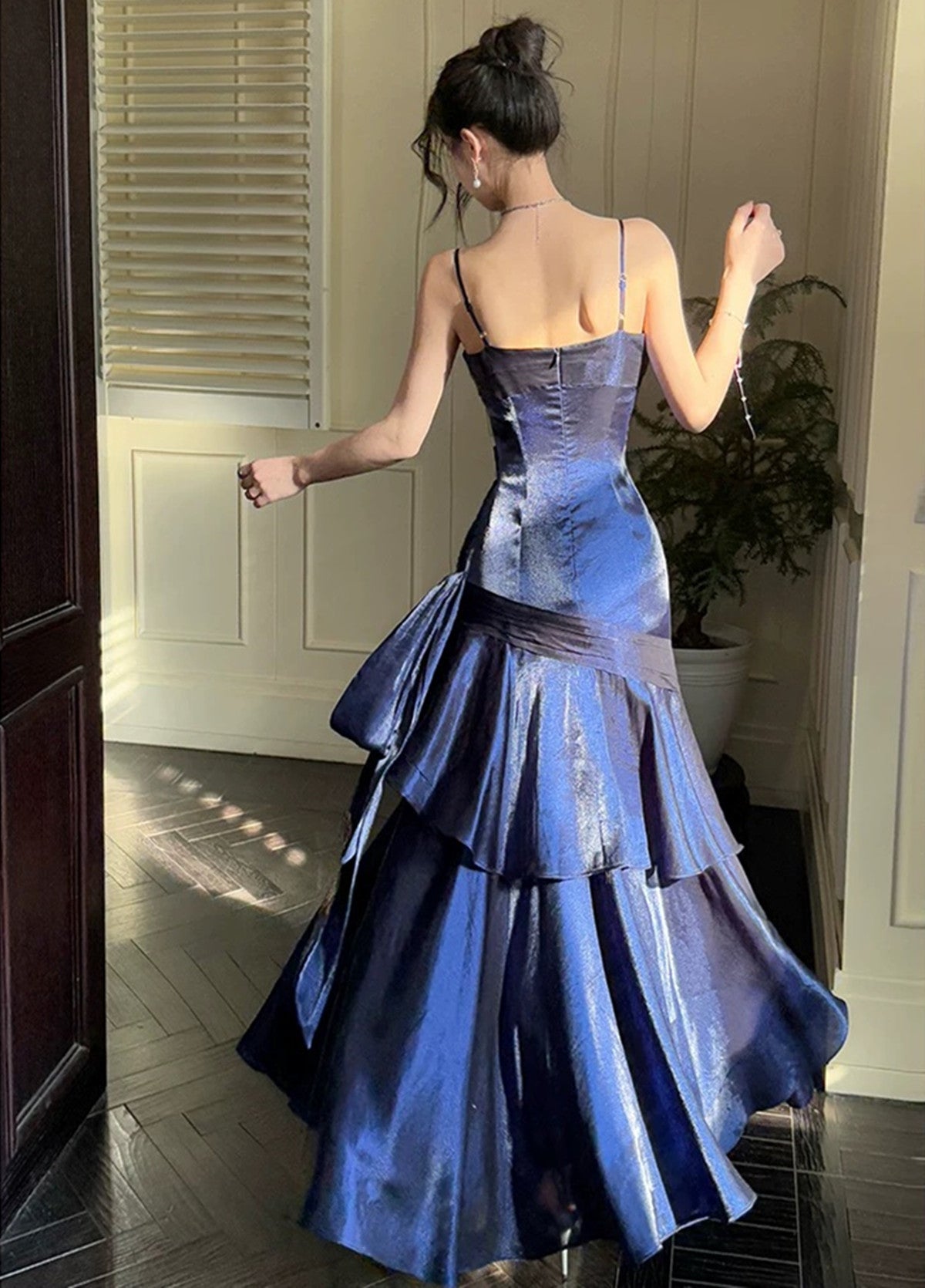 Navy Blue Sweetheart Straps Mermaid Prom Dresses Navy Blue Sweetheart Prom Dresses