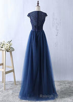 Navy Blue Tulle Long Bridesmaid Dresses, Navy Blue Bridesmaid Dresses