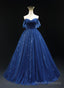 Navy Blue Tulle Sweetheart A-line Prom Dress Party Dress, Navy Blue Floor Length Evening Dress
