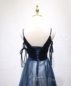 Navy Blue Velvet And Tulle Prom Dresses Long Prom Dresses Navy Blue Prom Dresses
