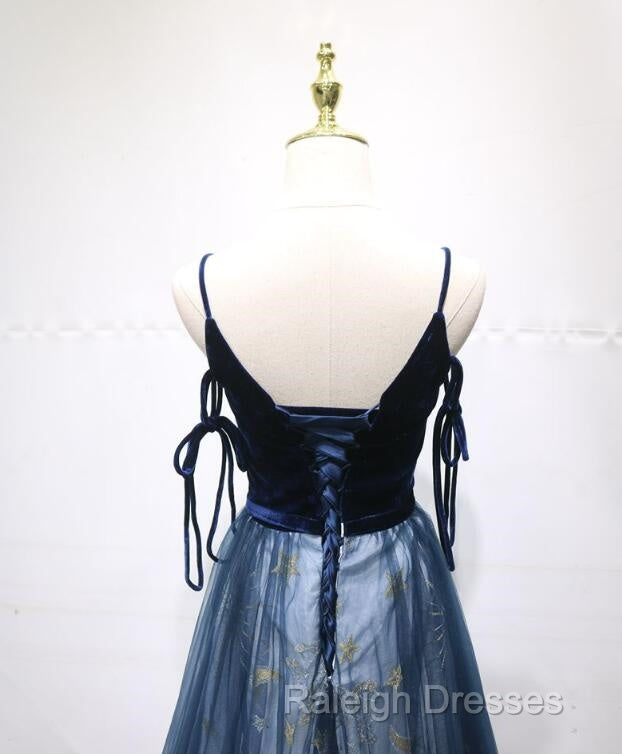 Navy Blue Velvet And Tulle Prom Dresses Long Prom Dresses Navy Blue Prom Dresses